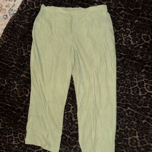 Vintage Alfred Dunner Sage Green Faux Suede Elastic-Waist Pants